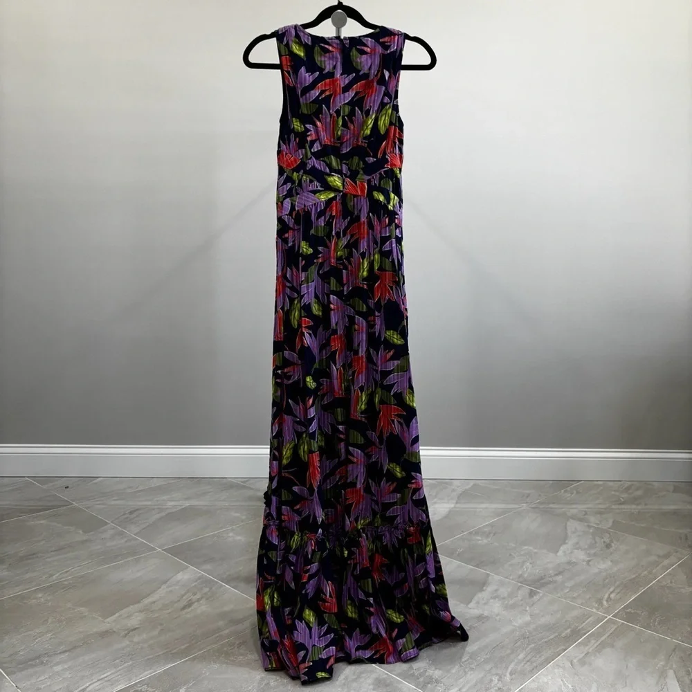 Ramy Brook Spring Navy Paradise Floral Miles High-Low Maxi Dress Size 00
